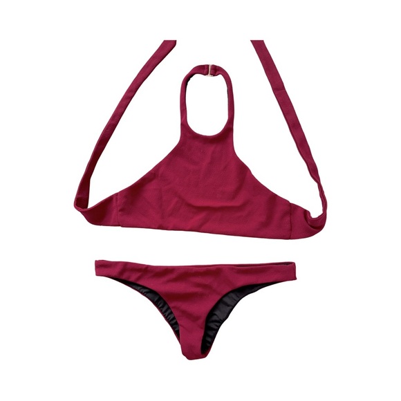 Beach Riot Burgundy Halter Style Bikini - Picture 2 of 6